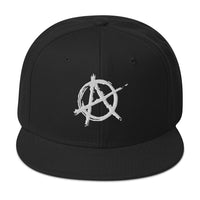 White Anarchy Sign Punk Rock Chaos Embroidered Flat Bill Cap embroidered snapback hat, product image 4