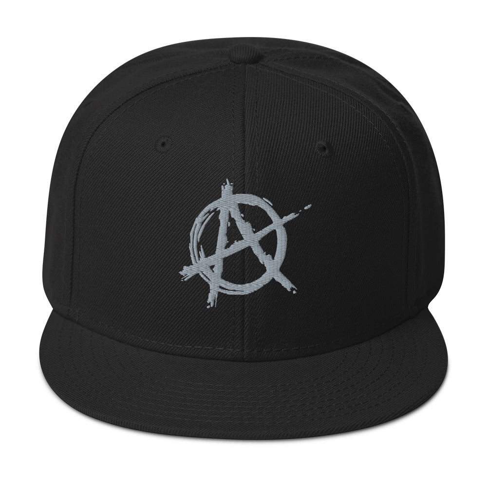 Grey Anarchy Sign Punk Rock Chaos Embroidered Flat Bill Cap embroidered snapback hat, product image 4