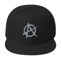 Grey Anarchy Sign Punk Rock Chaos Embroidered Flat Bill Cap embroidered snapback hat, product image 4