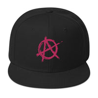 Pink Anarchy Sign Punk Rock Chaos Embroidered Flat Bill Cap embroidered snapback hat, product image 4