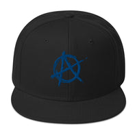 Blue Anarchy Sign Punk Rock Chaos Embroidered Flat Bill Cap embroidered snapback hat, product image 4