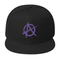 Purple Anarchy Sign Punk Rock Chaos Embroidered Flat Bill Cap embroidered snapback hat, product image 4