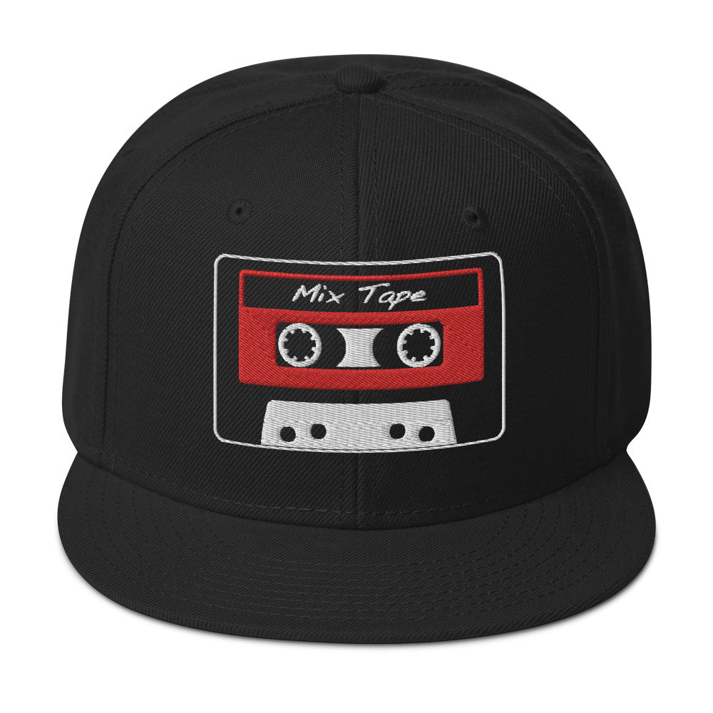80's Style Retro Cassette Mix Tape Embroidered Flat Bill Cap embroidered snapback hat, product image 1