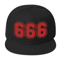 Red 666 The Number of the Beast Evil Embroidered Flat Bill Cap embroidered snapback hat, product image 4
