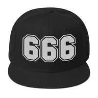 White 666 The Number of the Beast Evil Embroidered Flat Bill Cap embroidered snapback hat, product image 4
