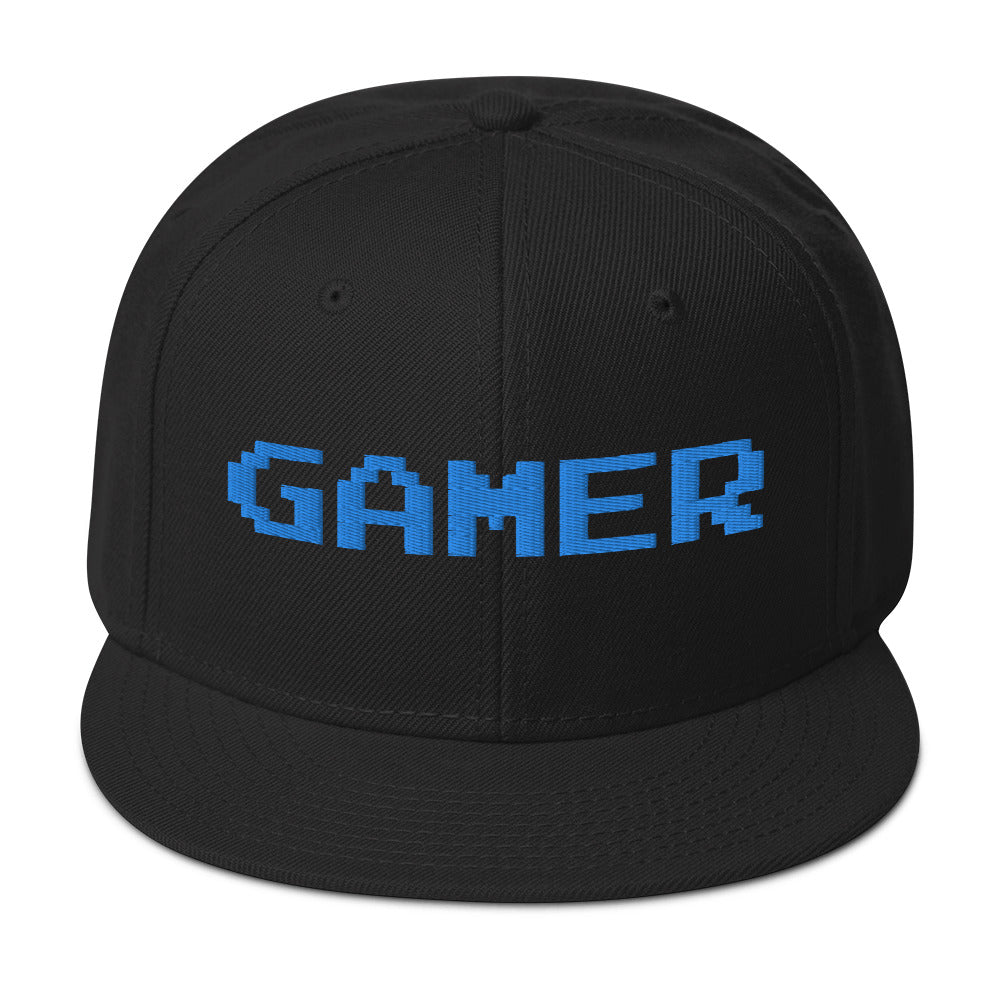 8 Bit Gamer Embroidered Flat Bill Cap embroidered snapback hat, product image 4
