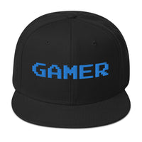 8 Bit Gamer Embroidered Flat Bill Cap embroidered snapback hat, product image 4