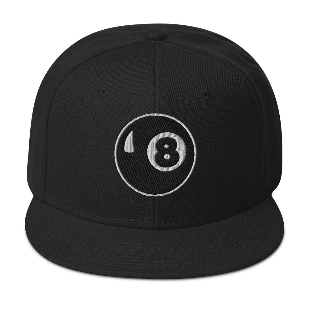 8 Ball Pool Billiards Embroidered Flat Bill Cap embroidered snapback hat, product image 4