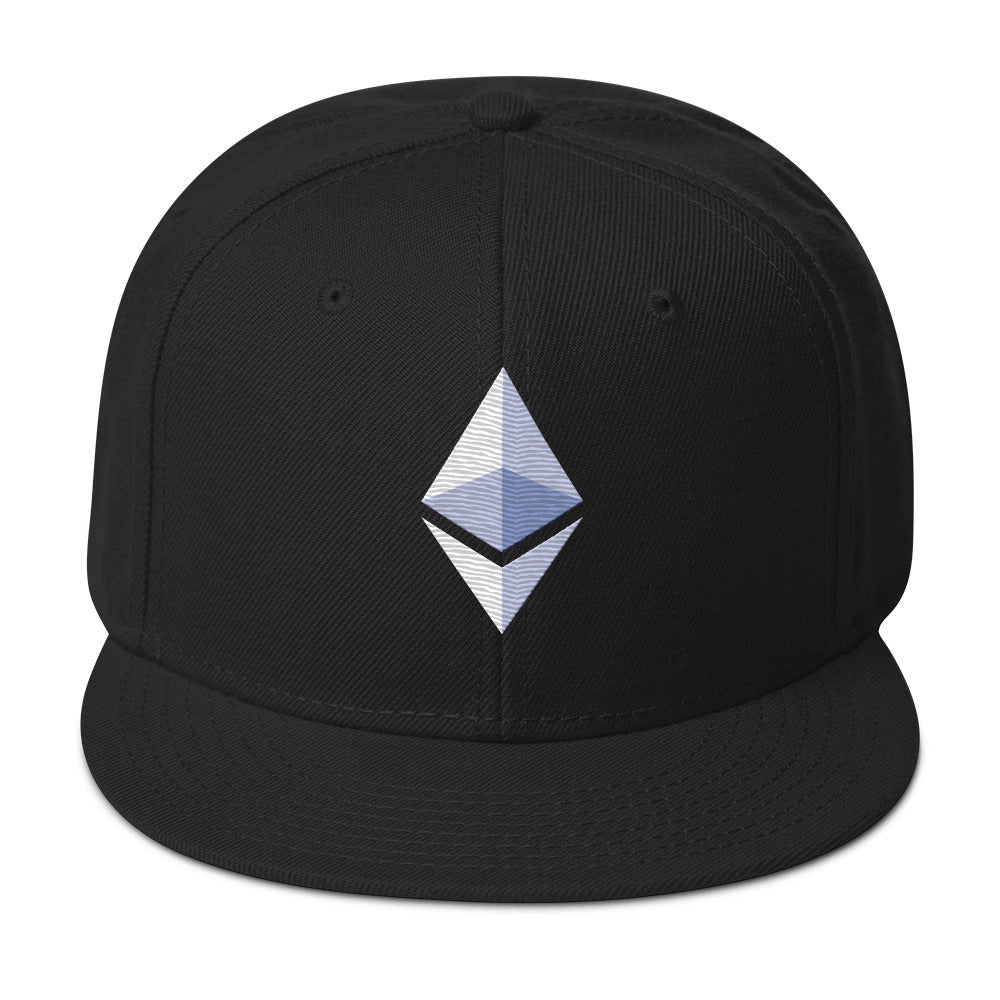 ETH Ethereum Cryptocurrency Symbol Flat Bill Cap Snapback Hat