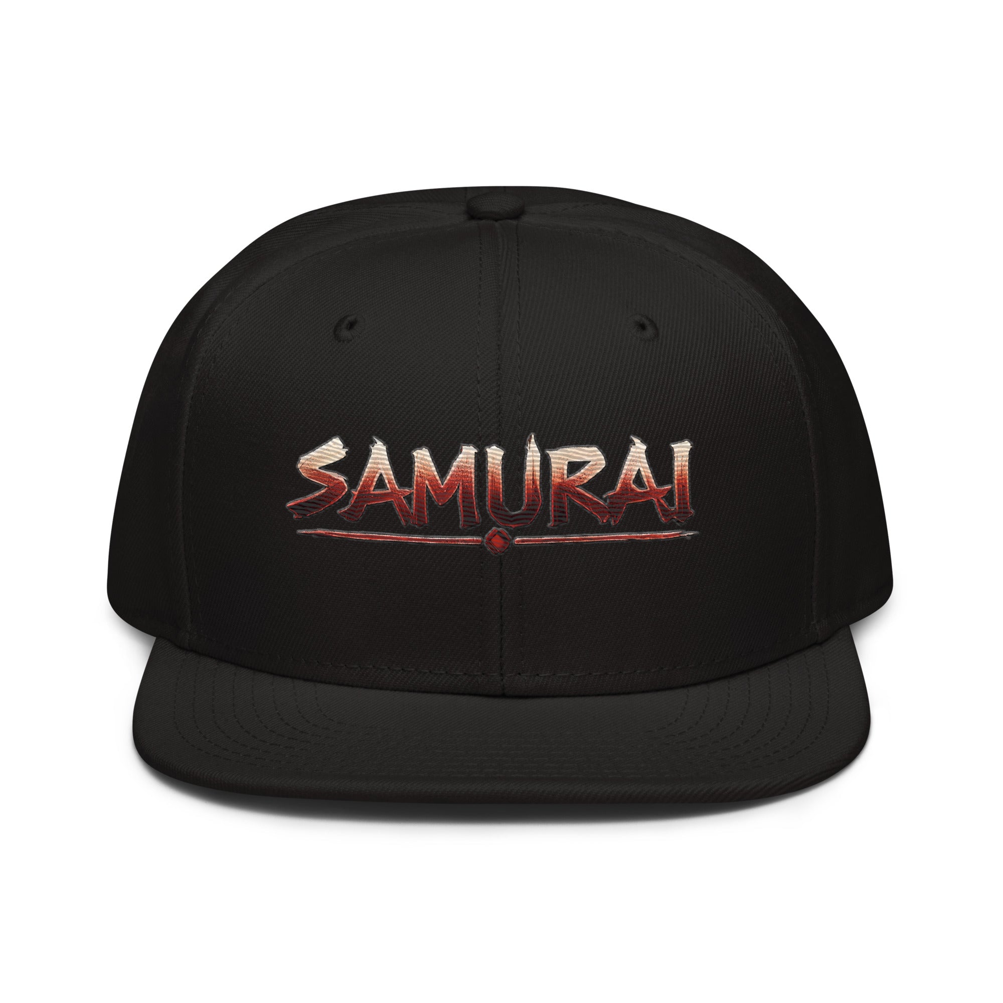 Anime Samurai Warrior Embroidered Flat Bill Snapback Hat