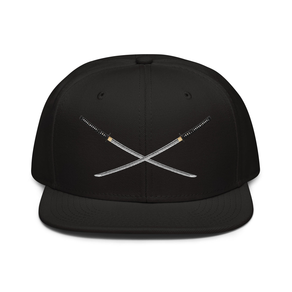 Dual Samurai Swords Anime Warrior Embroidered Flat Bill embroidered snapback hat, product image 3
