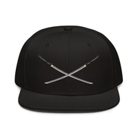 Dual Samurai Swords Anime Warrior Embroidered Flat Bill embroidered snapback hat, product image 3