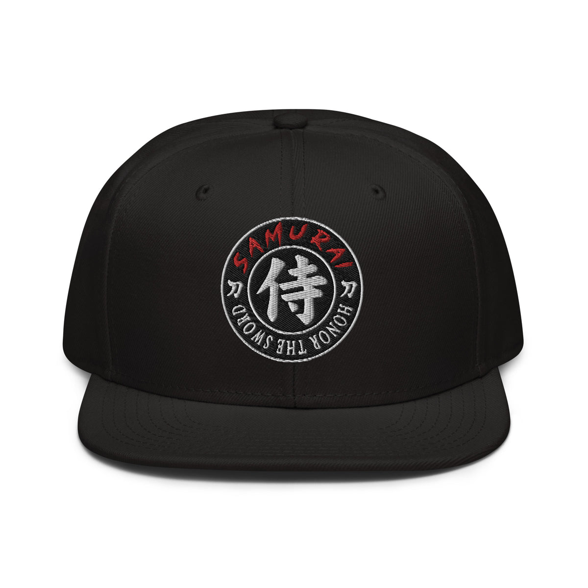 Samurai Honor the Sword Japanese Kanji Symbol Flat Bill embroidered snapback hat, product image 2