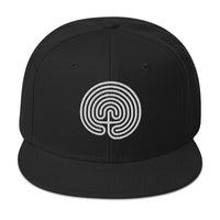 Ancient Labyrinth Maze Symbol Flat Bill Cap embroidered snapback hat, product image 1