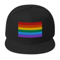 LGBTQ+ Rainbow Flag Gay Pride Flat Bill Cap embroidered snapback hat, product image 4