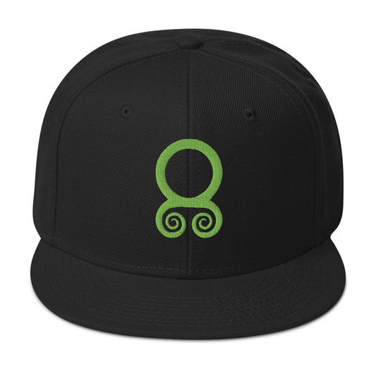 Green Viking Troll Cross Norse Flat Bill Cap embroidered snapback hat, product image 1