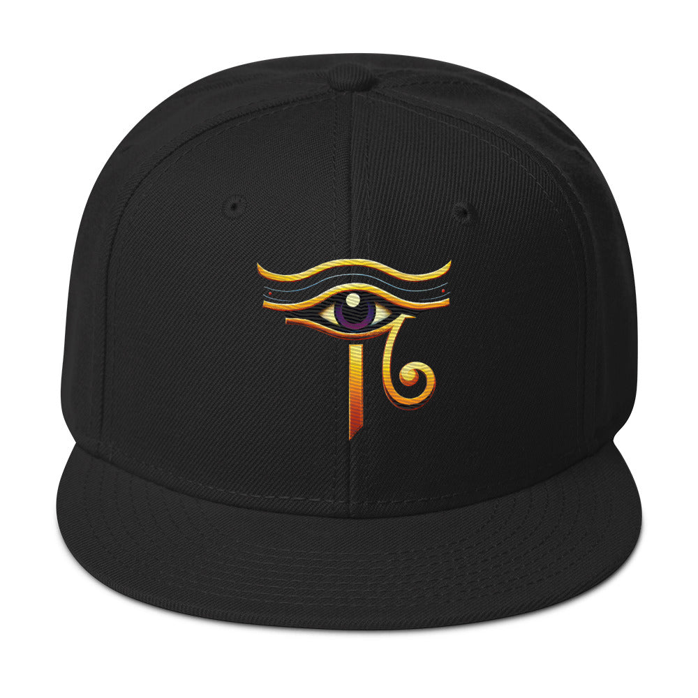 Sun God Eye of Ra Egyptian Occult Flat Bill Cap embroidered snapback hat, product image 4