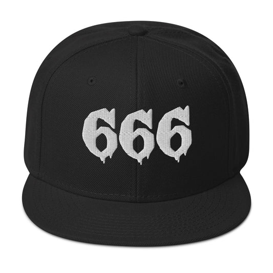 White 666 embroidered snapback hat, product image 1