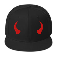 Red Devil Horns embroidered snapback hat, product image 1