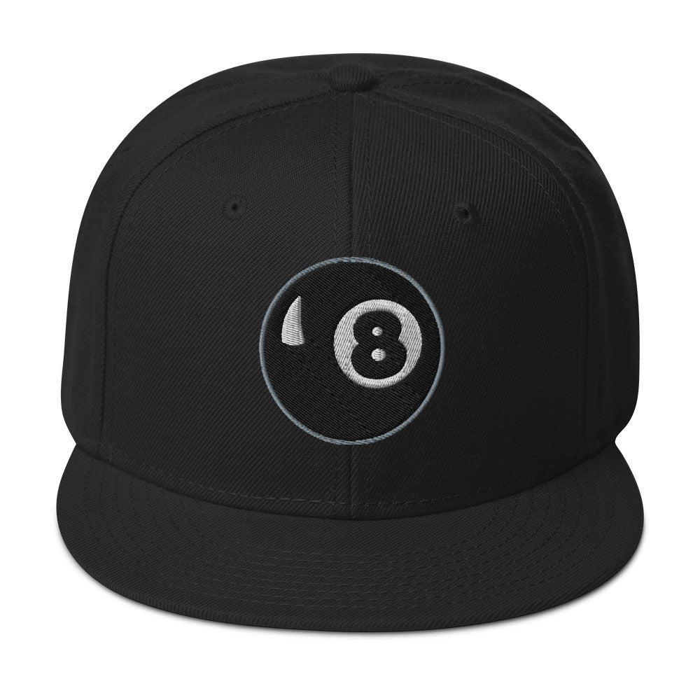 Black 8 Ball Billiards embroidered snapback hat, product image 4