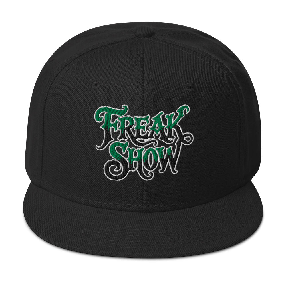 Freak Show Horror Flat Bill embroidered snapback hat, product image 4