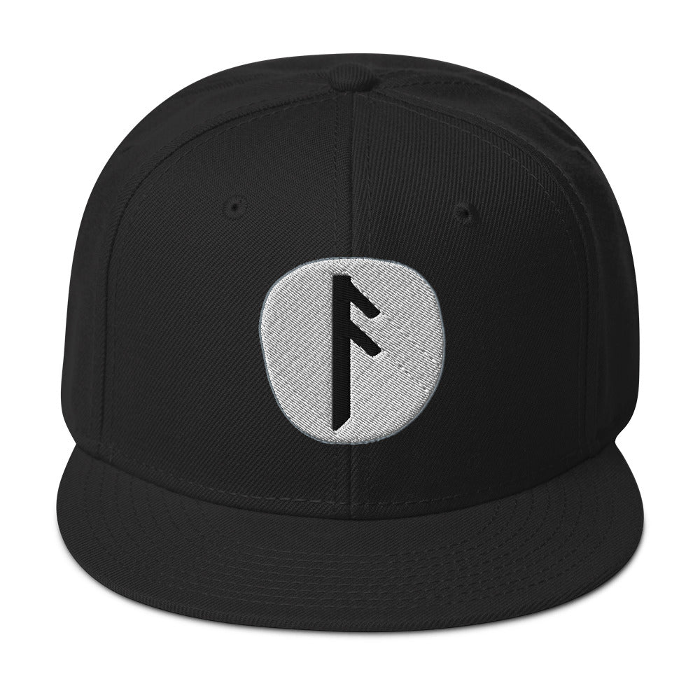 Ansuz Rune embroidered snapback hat, product image 1