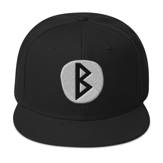 Berkano Rune embroidered snapback hat, product image 1