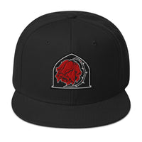 Dying Red Rose embroidered snapback hat, product image 4