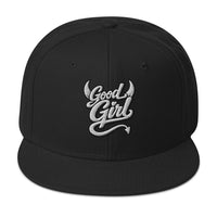 Good Girl Devil Horns and Tail embroidered snapback hat, product image 4