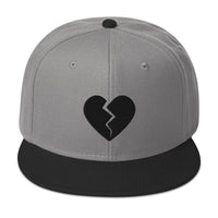 Black Broken Heart Valentines Day Embroidered Flat Bill Cap embroidered snapback hat, product image 32