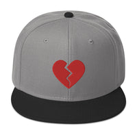 Red Broken Heart Valentine's Day Embroidered Flat Bill Cap embroidered snapback hat, product image 32