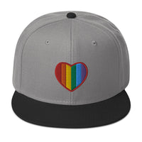Gay Pride Rainbow Colors Heart Embroidered Flat Bill Cap embroidered snapback hat, product image 32