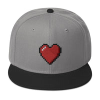 Retro 8 Bit Video Game Pixelated Heart Embroidered Flat Bill Cap embroidered snapback hat, product image 32