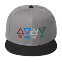 Four Elements of Matter: Fire, Water, Wind, Earth Embroidered Flat Bill Cap embroidered snapback hat, product image 31