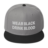 Wear Black Drink Blood Embroidered Flat Bill Cap embroidered snapback hat, product image 31
