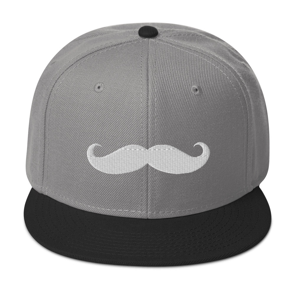 Classic Handlebar Mustache Embroidered Flat Bill Cap Snapback Hat