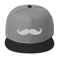 Classic Handlebar Mustache Embroidered Flat Bill Cap embroidered snapback hat, product image 31