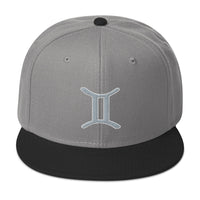 Zodiac Sign Gemini Embroidered Flat Bill Cap embroidered snapback hat, product image 31