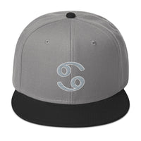 Zodiac Sign Cancer Embroidered Flat Bill Cap embroidered snapback hat, product image 30
