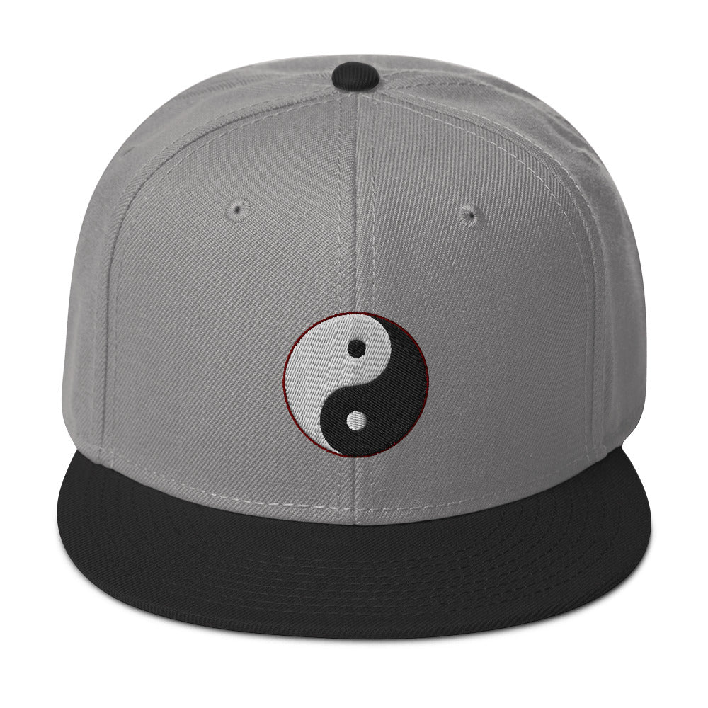 Yin and Yang Chinese Symbol Embroidered Flat Bill Cap Snapback Hat