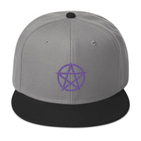 Purple Witchcraft Woven Pentacle Pagan Embroidered Flat Bill Cap embroidered snapback hat, product image 31