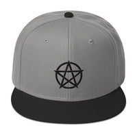 Black Witchcraft Woven Pentacle Pagan Embroidered Flat Bill Cap embroidered snapback hat, product image 32