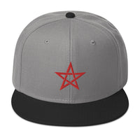 Red Wiccan Woven Pentagram Symbol Embroidered Flat Bill Cap embroidered snapback hat, product image 31
