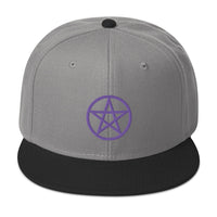 Purple Wiccan Witchcraft Pentagram Embroidered Flat Bill Cap embroidered snapback hat, product image 31