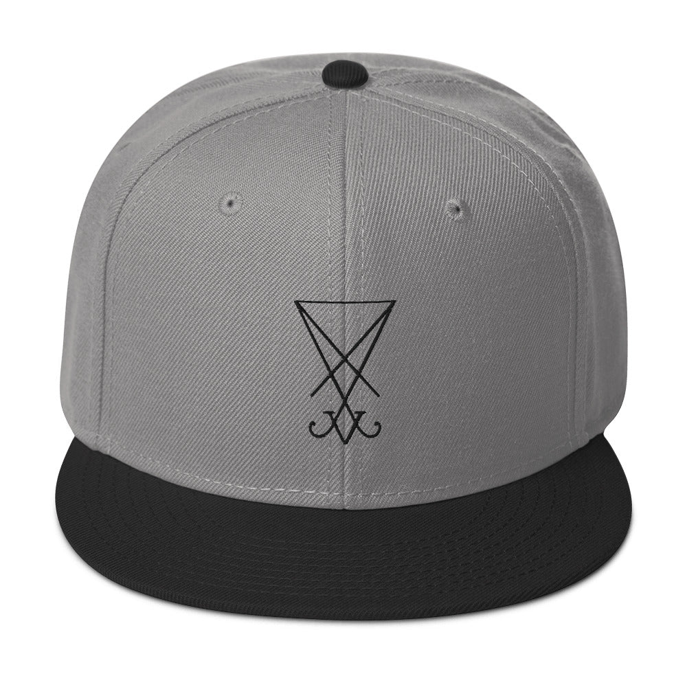 Black Sigil of Lucifer Symbol The Seal of Satan Embroidered Flat Bill Cap Snapback Hat