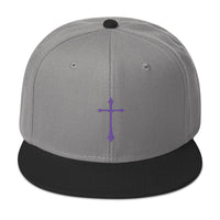 Purple Gothic Medeival Cross Embroidered Flat Bill Cap embroidered snapback hat, product image 31