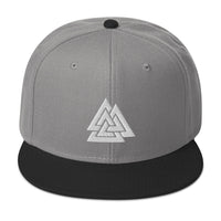 Viking Valknut Triangles of Power and Glory Embroidered Flat Bill Cap embroidered snapback hat, product image 31
