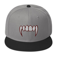 Bloody Dracula Vampire Fangs Embroidered Flat Bill Cap embroidered snapback hat, product image 31