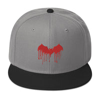 Red Vampire Bat Blood Drip Embroidered Flat Bill Cap embroidered snapback hat, product image 31