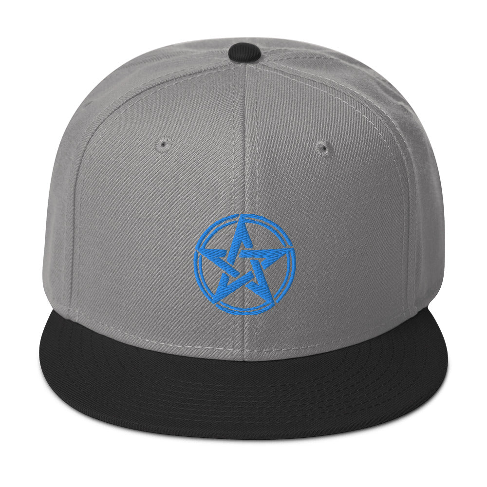 Blue Witching Hour Woven Pentagram Embroidered Flat Bill Cap Snapback Hat